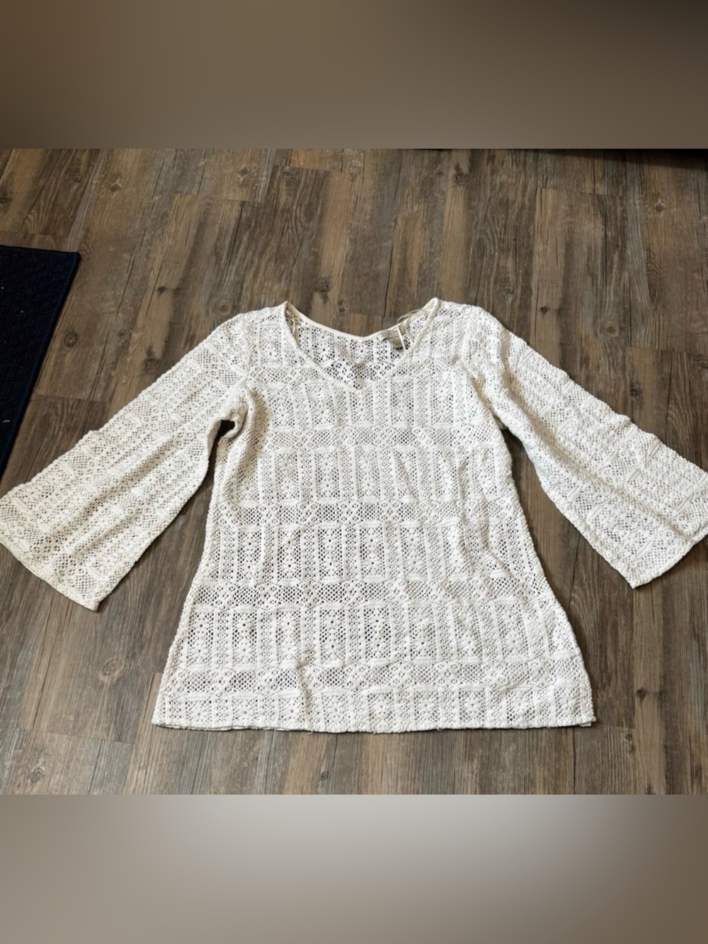 Lucky Brand open-knit crochet tunic top